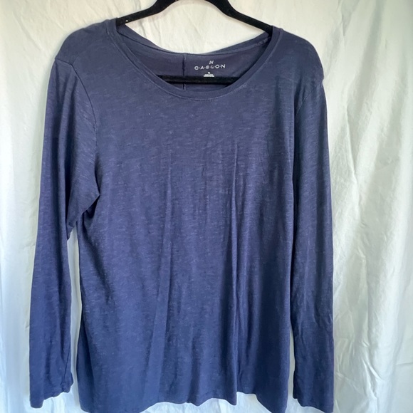 Set of 4 Caslon Long Sleeve Slubbed Cotton Tops -Black, Navy, Peach & Green - XL - Picture 8 of 11